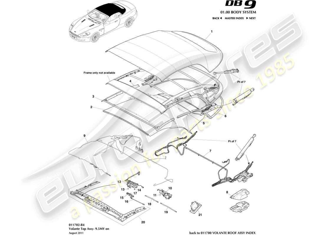 a part diagram from the Aston Martin DB9 (2009) parts catalogue