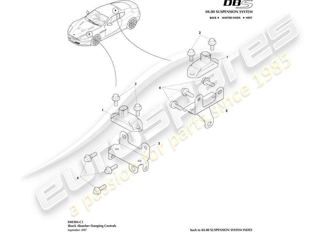 a part diagram from the aston martin dbs (2010) parts catalogue