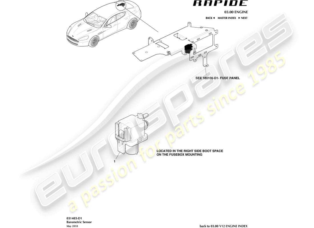 a part diagram from the aston martin rapide (2013) parts catalogue