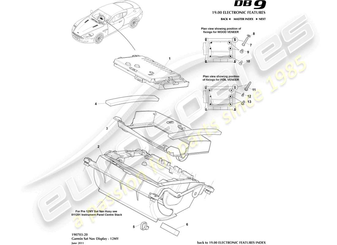 a part diagram from the Aston Martin DB9 (2005) parts catalogue