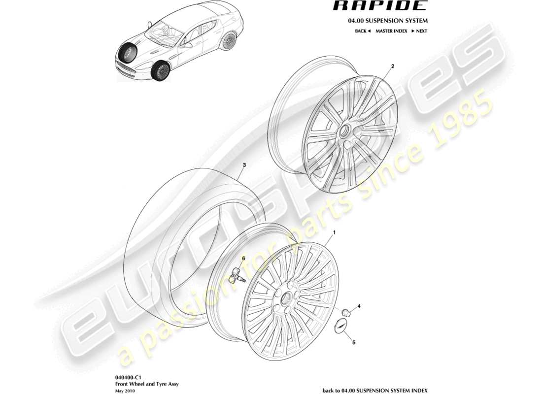 a part diagram from the aston martin rapide (2019) parts catalogue