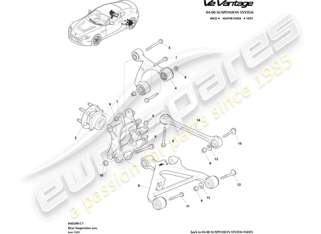 a part diagram from the aston martin v12 vantage (2012) parts catalogue