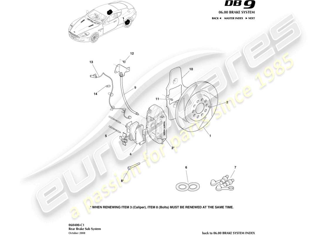 a part diagram from the Aston Martin DB9 (2006) parts catalogue