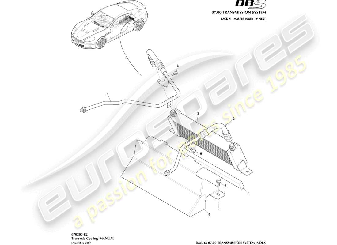 a part diagram from the aston martin dbs parts catalogue