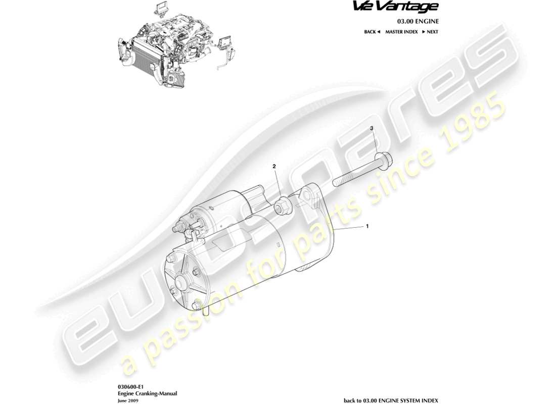 a part diagram from the aston martin v12 vantage parts catalogue