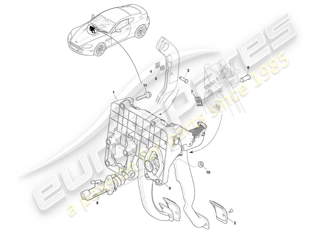 a part diagram from the aston martin v8 vantage parts catalogue