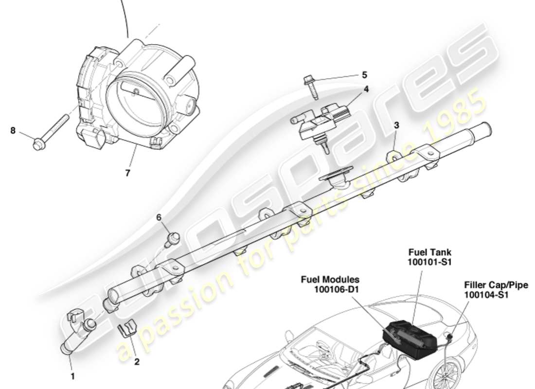 a part diagram from the Aston Martin DB9 (2006) parts catalogue