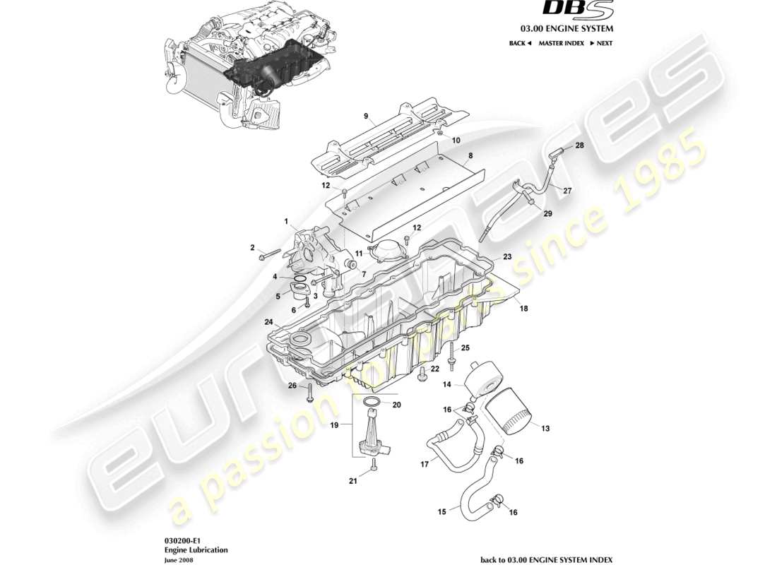 a part diagram from the aston martin dbs (2013) parts catalogue
