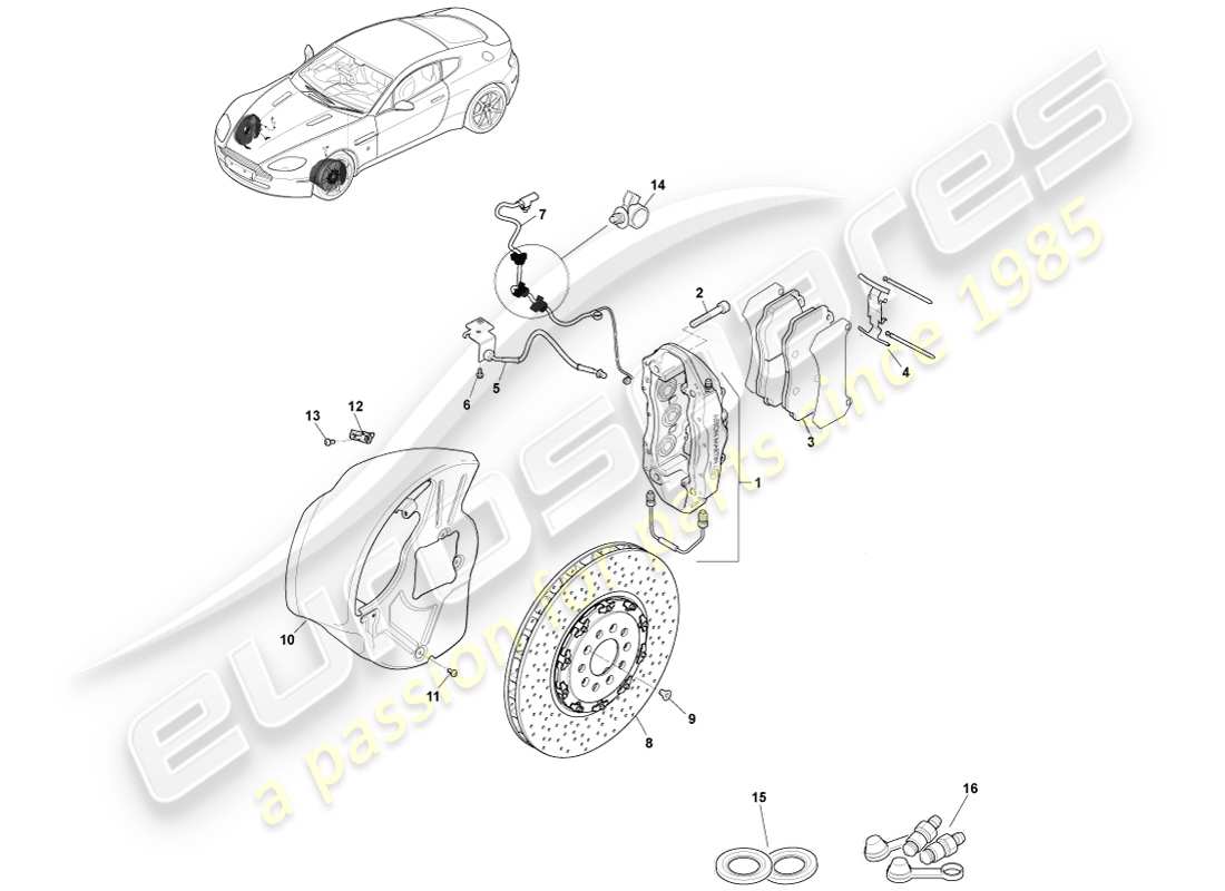 a part diagram from the aston martin v8 vantage (2007) parts catalogue