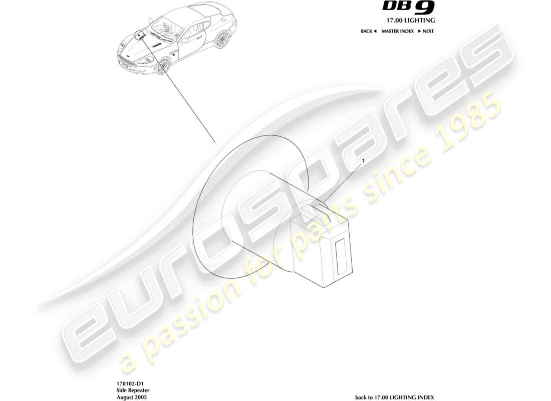 aston martin db9 (2011) side repeaters part diagram