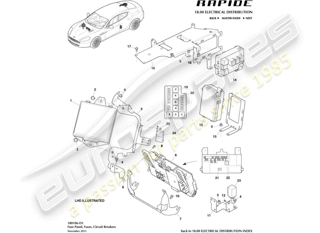aston martin rapide (2010) fuse panels part diagram