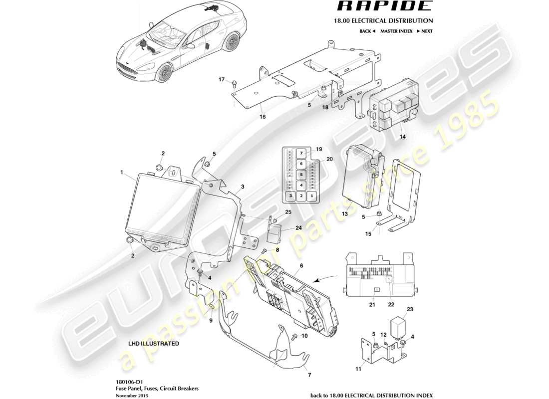 aston martin rapide (2010) fuse panels part diagram