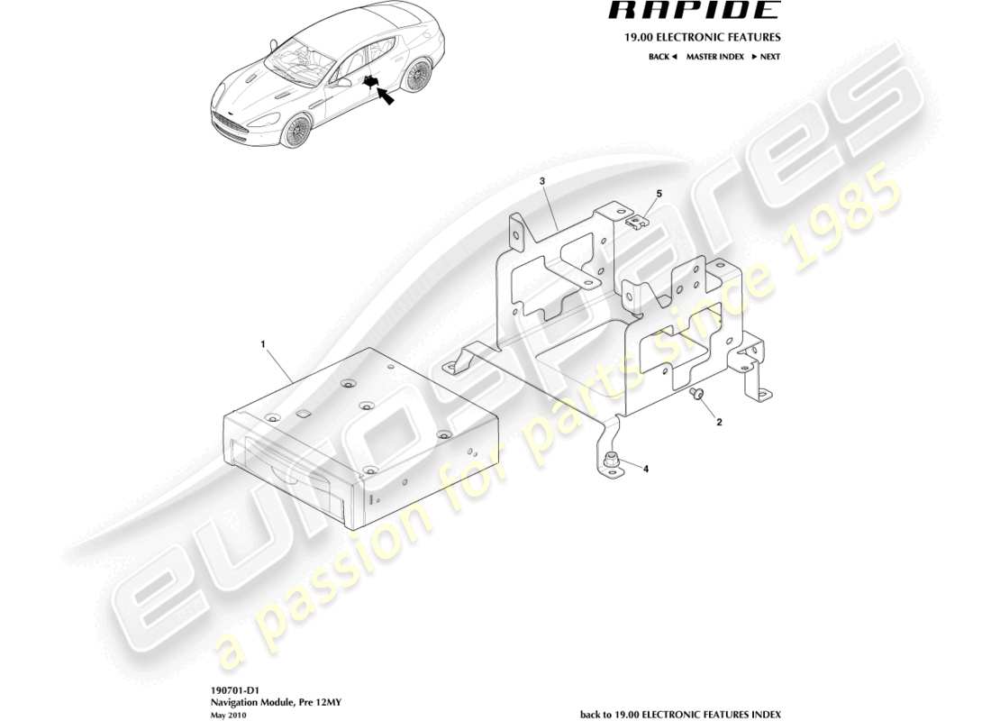 aston martin rapide (2010) navigation module, up to 12my part diagram