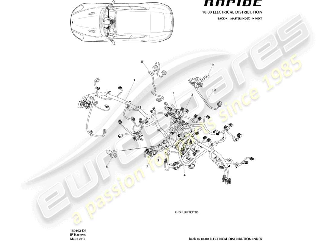 aston martin rapide (2018) ip harness part diagram