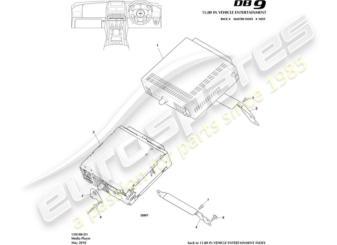 aston martin db9 (2010) media player part diagram