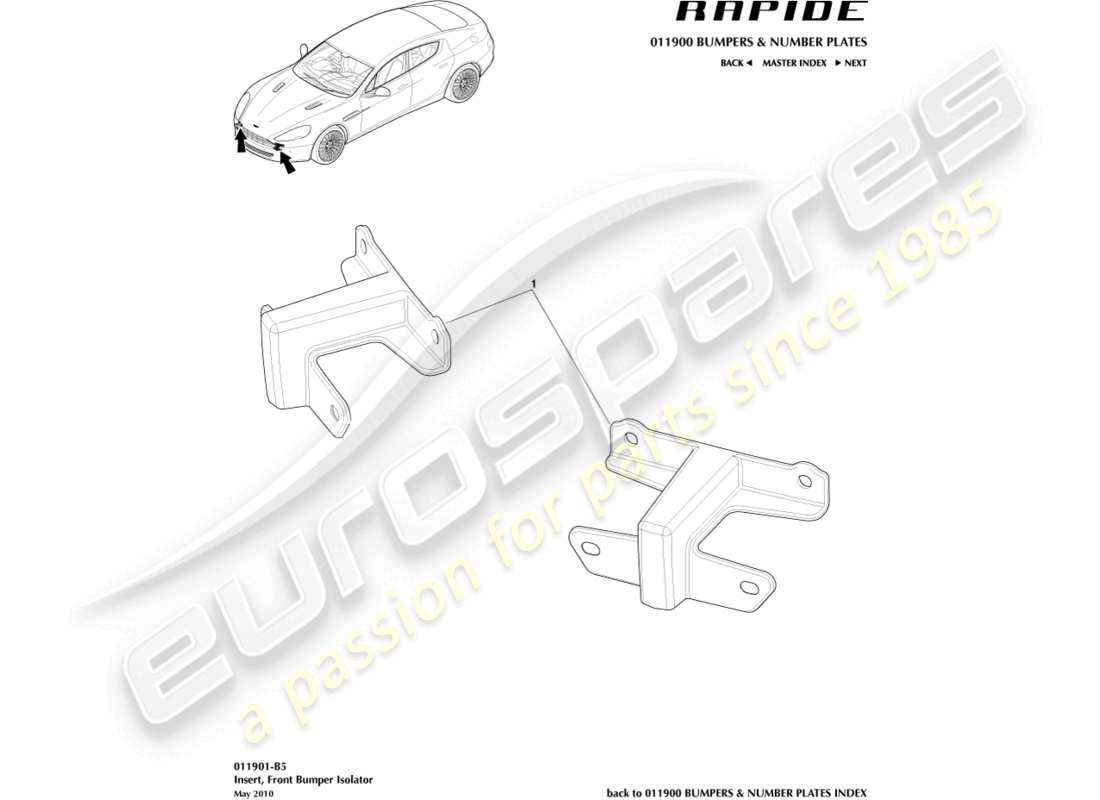 aston martin rapide (2019) insert, front bumper isolator parts diagram
