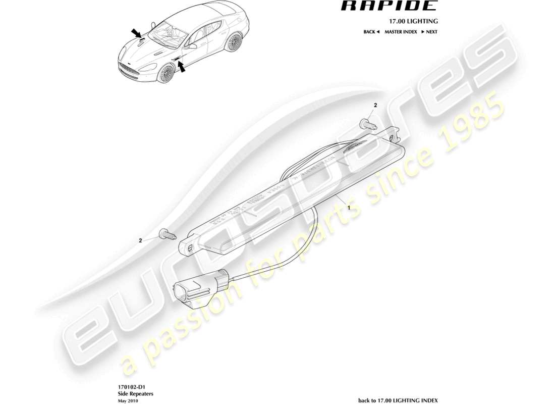 aston martin rapide (2019) side repeaters parts diagram