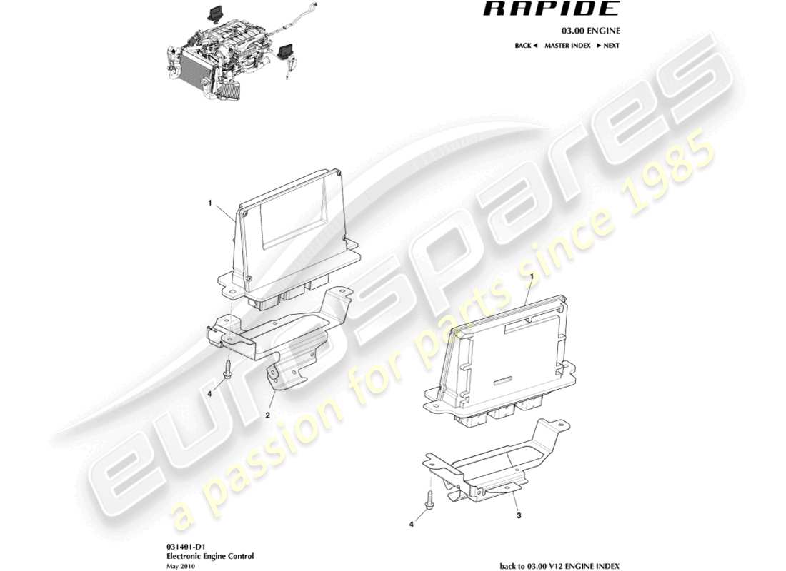 aston martin rapide (2012) electronic engine control part diagram