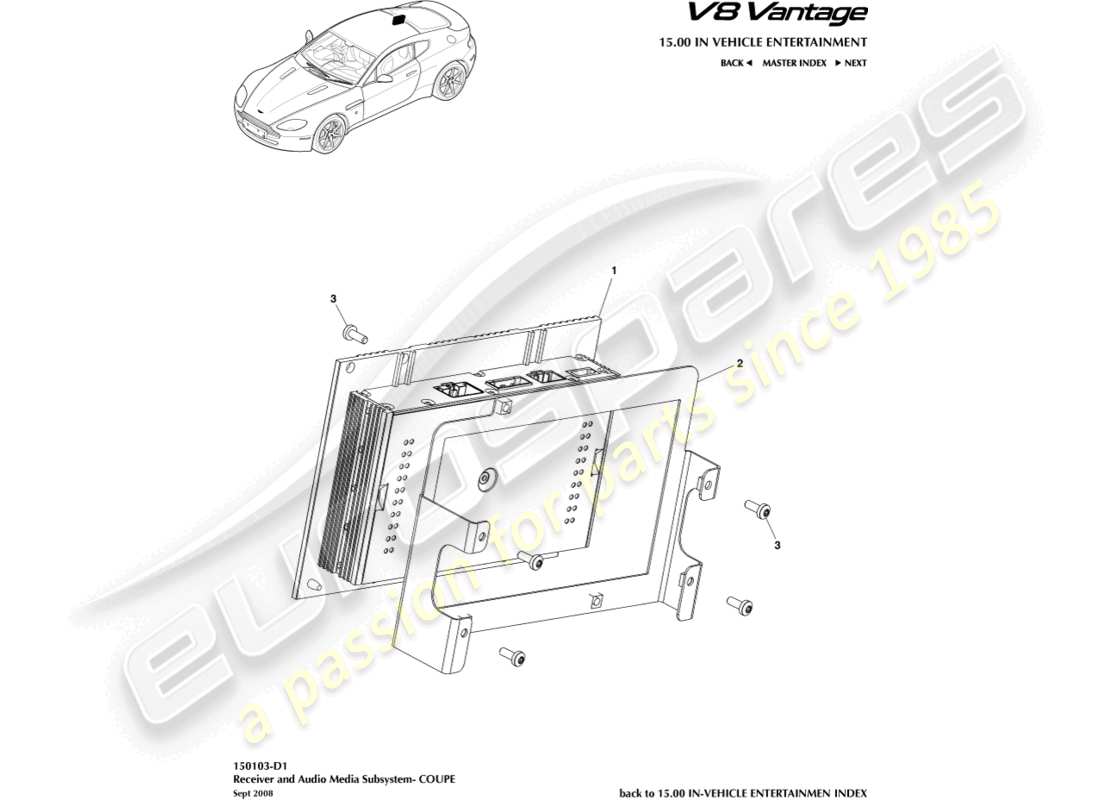 aston martin v8 vantage (2015) amplifier, coupe part diagram