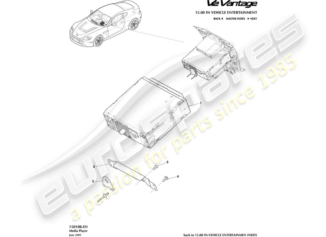 aston martin v12 vantage (2010) media player part diagram