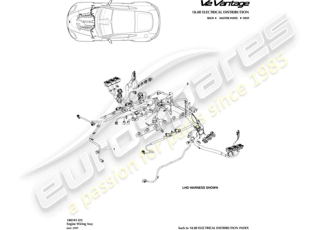 aston martin v12 vantage (2012) engine harness part diagram