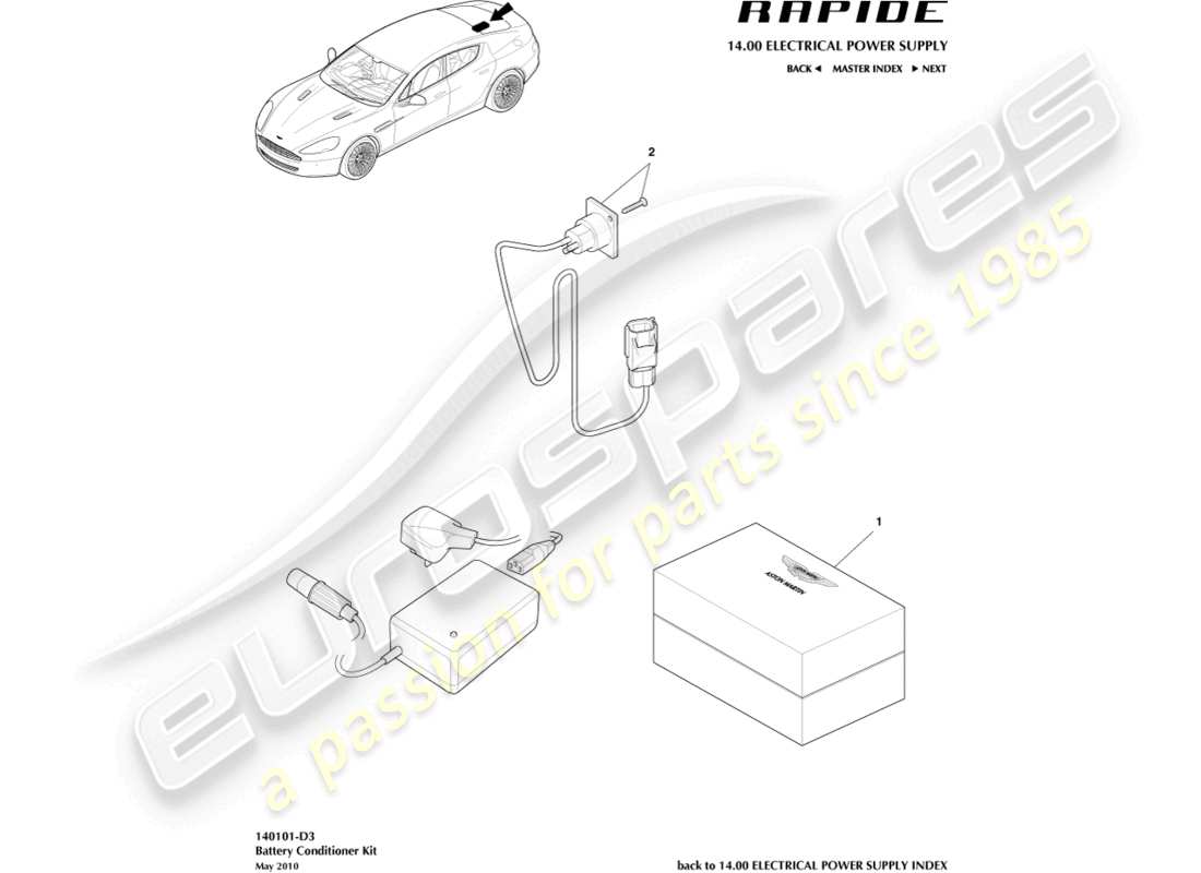 aston martin rapide (2014) battery conditioner kit part diagram