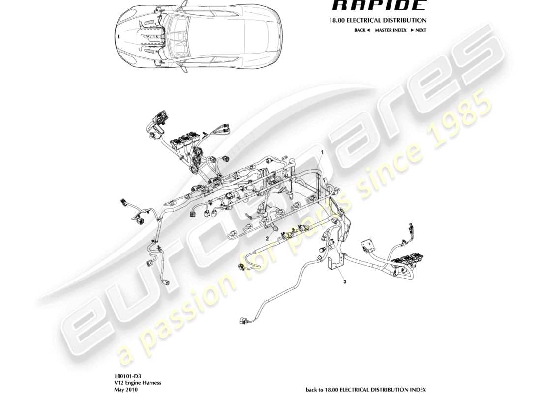 aston martin rapide (2010) engine harness part diagram