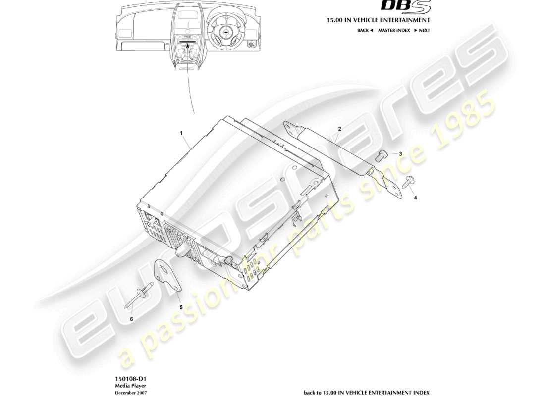 aston martin dbs (2009) media player part diagram