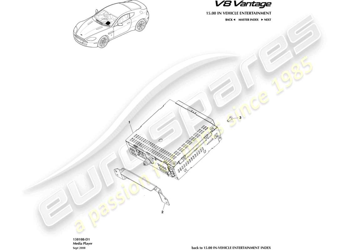 aston martin v8 vantage (2018) media player part diagram