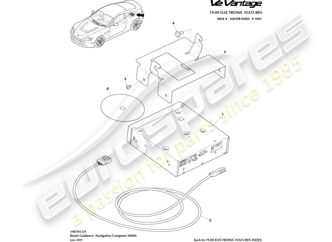 aston martin v12 vantage (2012) navigation part diagram