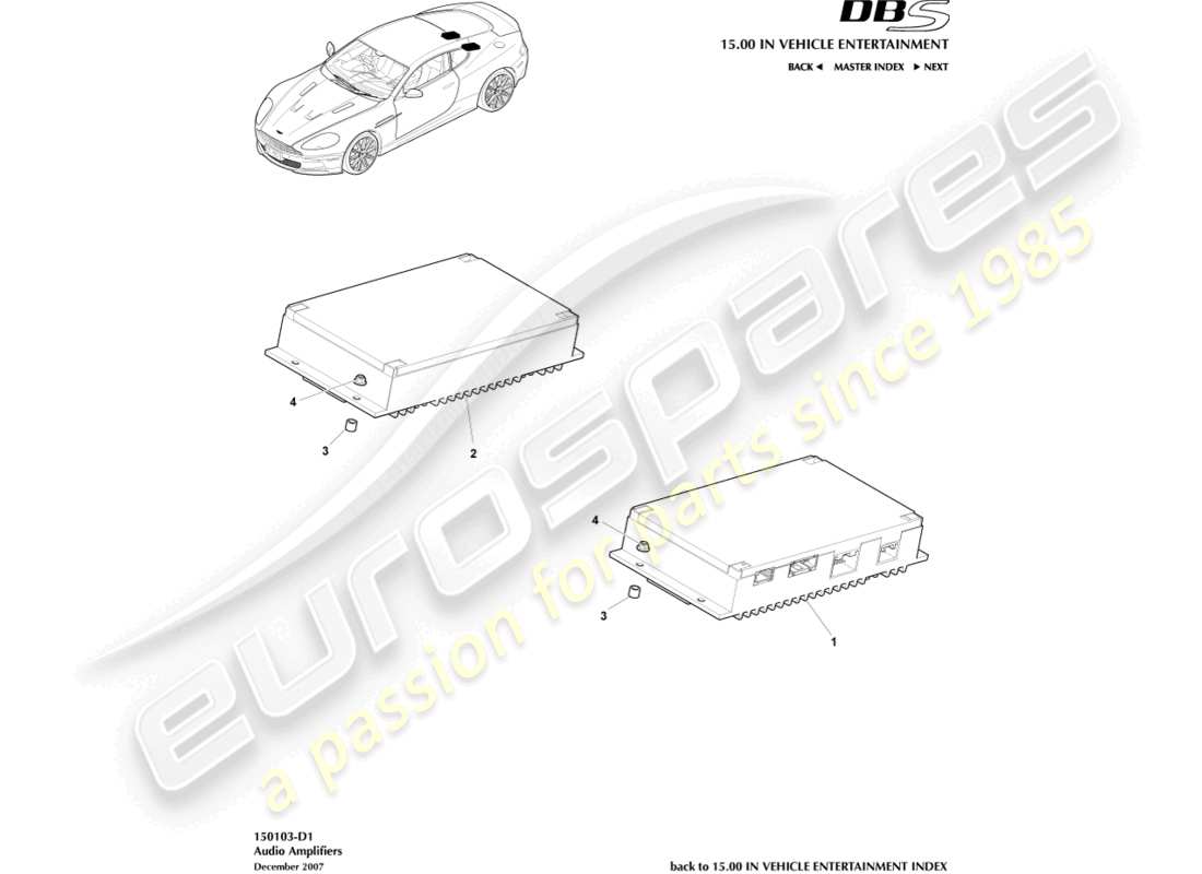 aston martin dbs (2007) amplifiers parts diagram