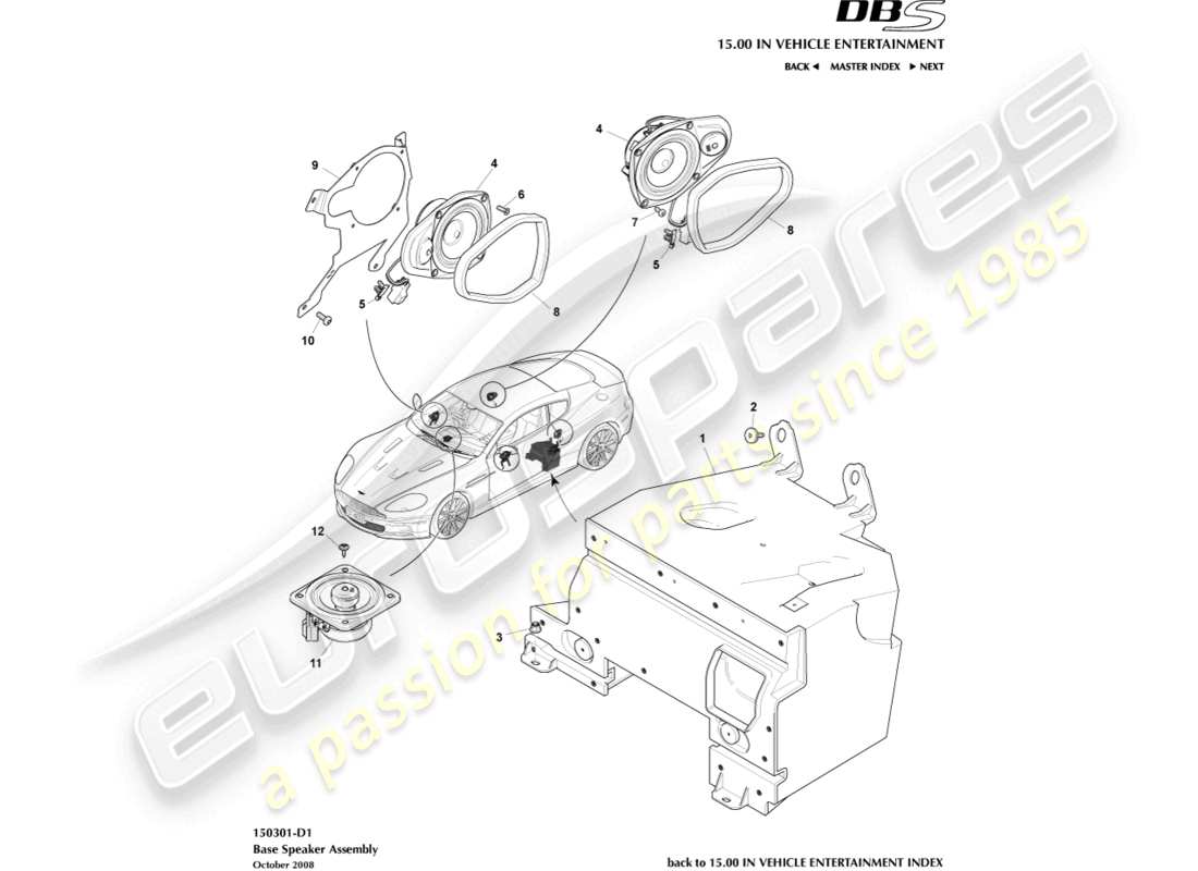 aston martin dbs (2008) speaker, base part diagram