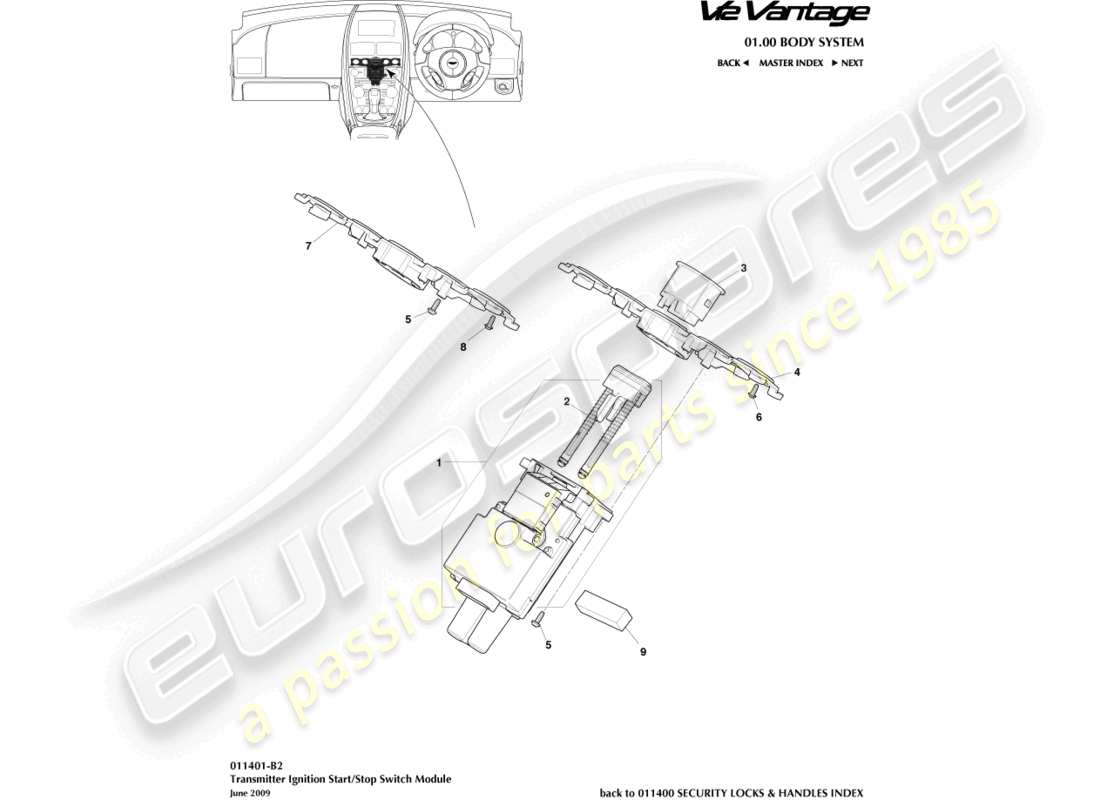 aston martin v12 vantage (2012) start/stop module, 09my part diagram