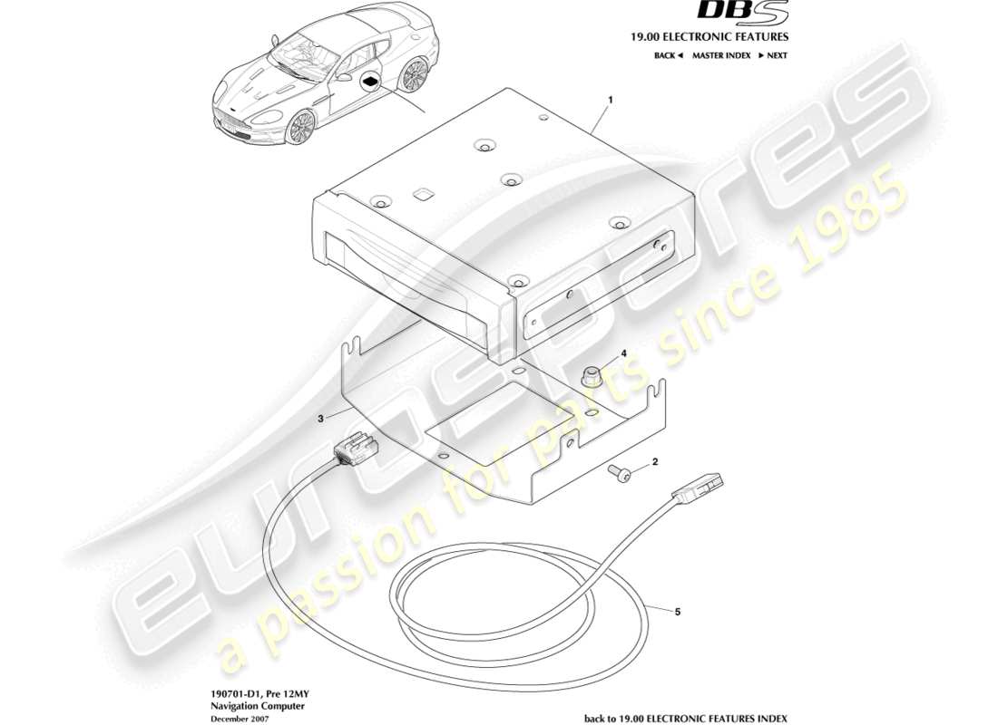 aston martin dbs (2008) navigation, to 12my part diagram