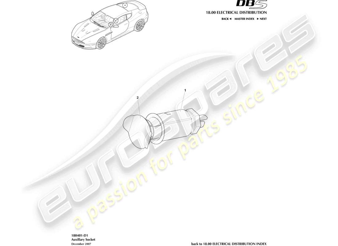 aston martin dbs (2009) auxiliary socket part diagram