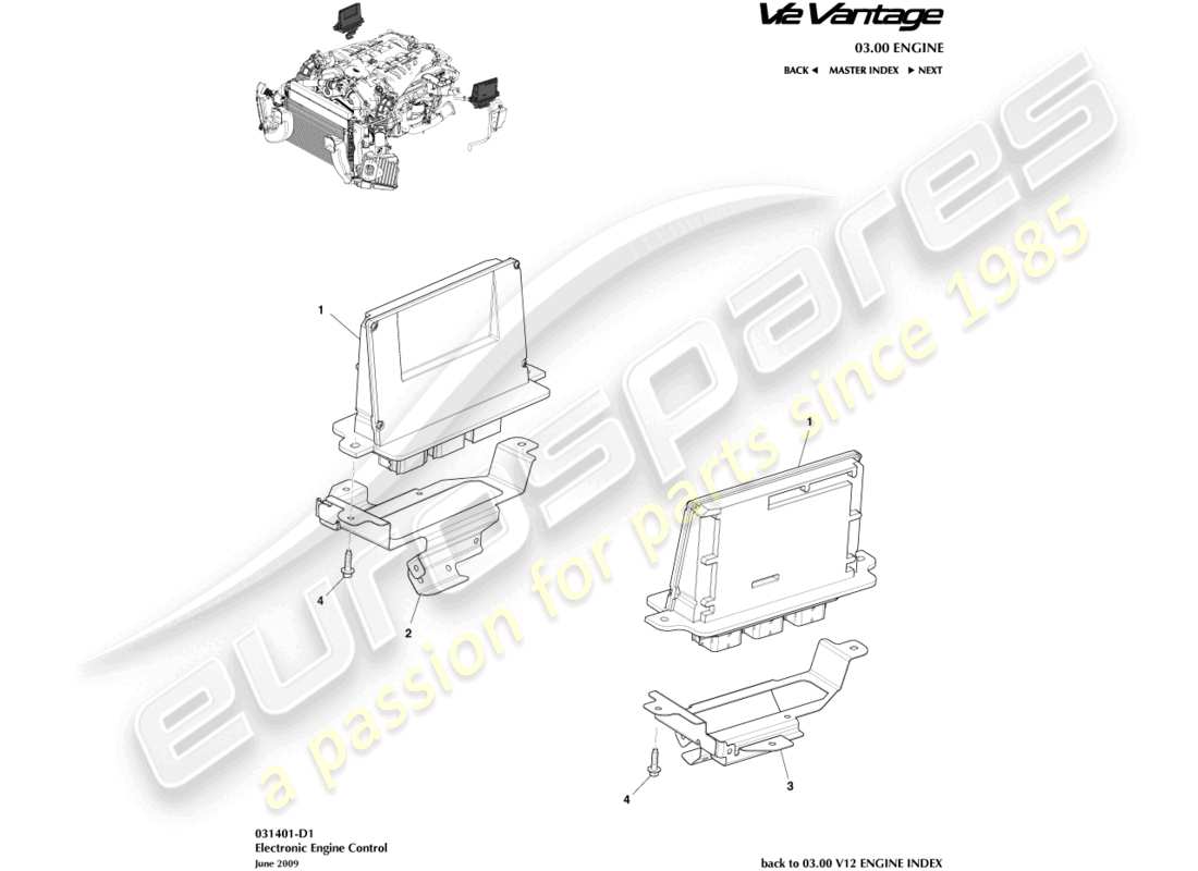 aston martin v12 vantage (2012) electronic engine control part diagram