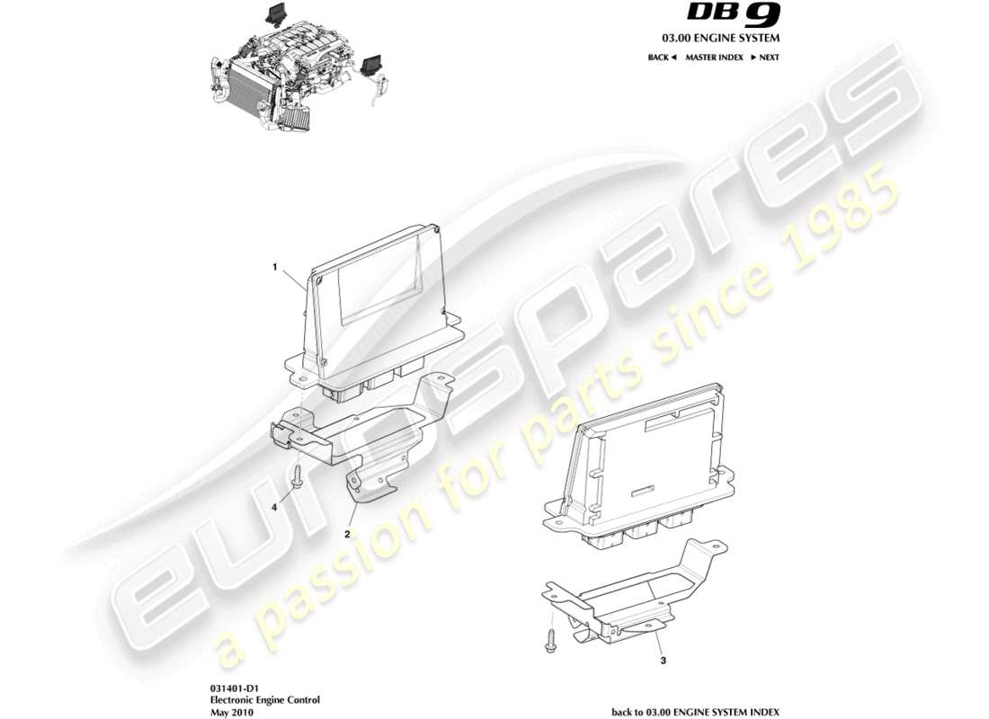 aston martin db9 (2004) electronic engine control part diagram