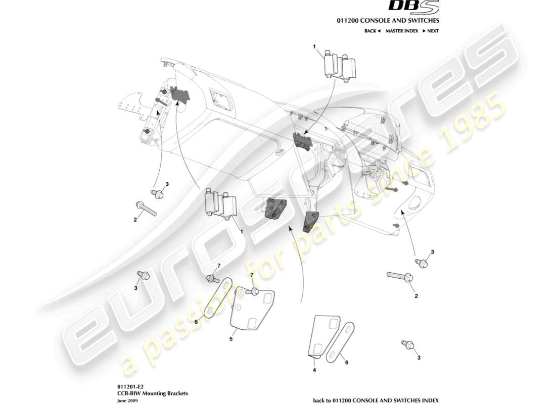 aston martin dbs (2010) ccb to biw brackets part diagram