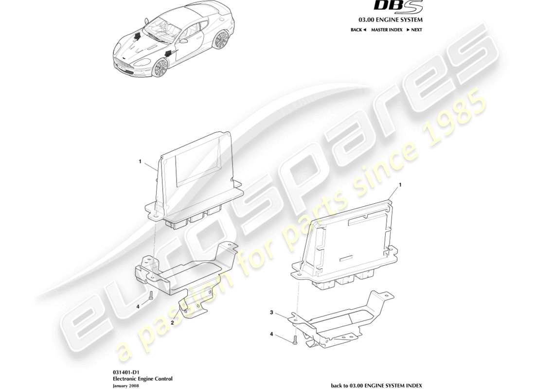 aston martin dbs (2009) electronic engine control part diagram