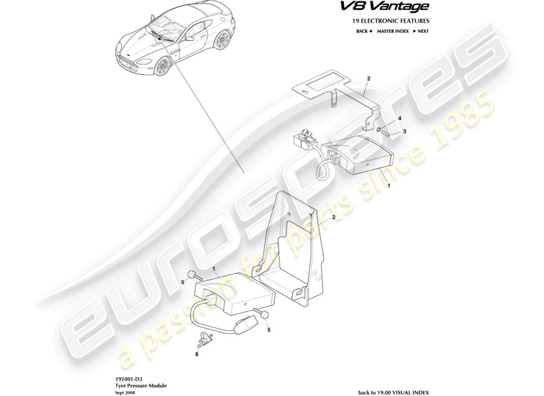 aston martin vantage gt8 (2017) tyre pressure module part diagram
