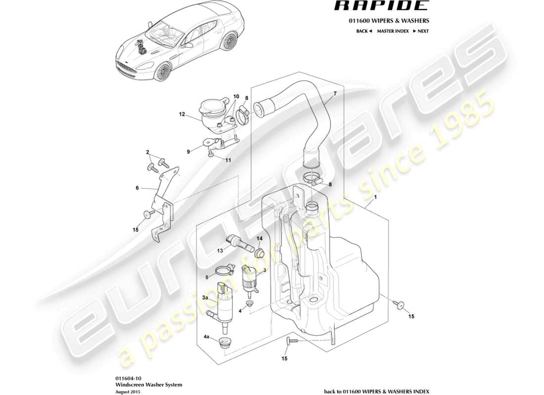 aston martin rapide (2012) washer bottle part diagram