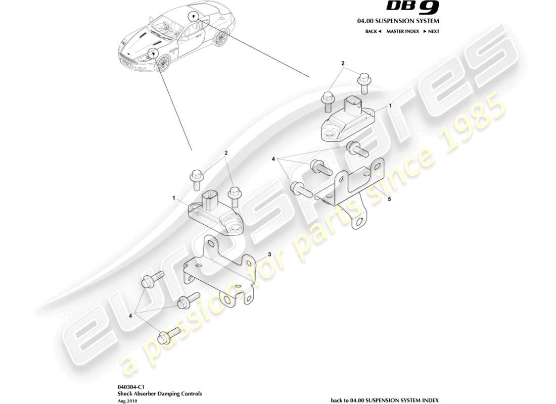 aston martin db9 (2004) shock adbsorber damping controls part diagram