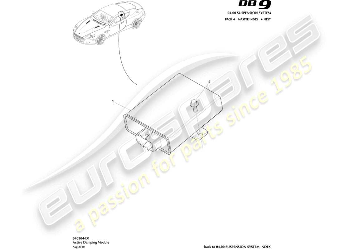 aston martin db9 (2004) active damping module part diagram