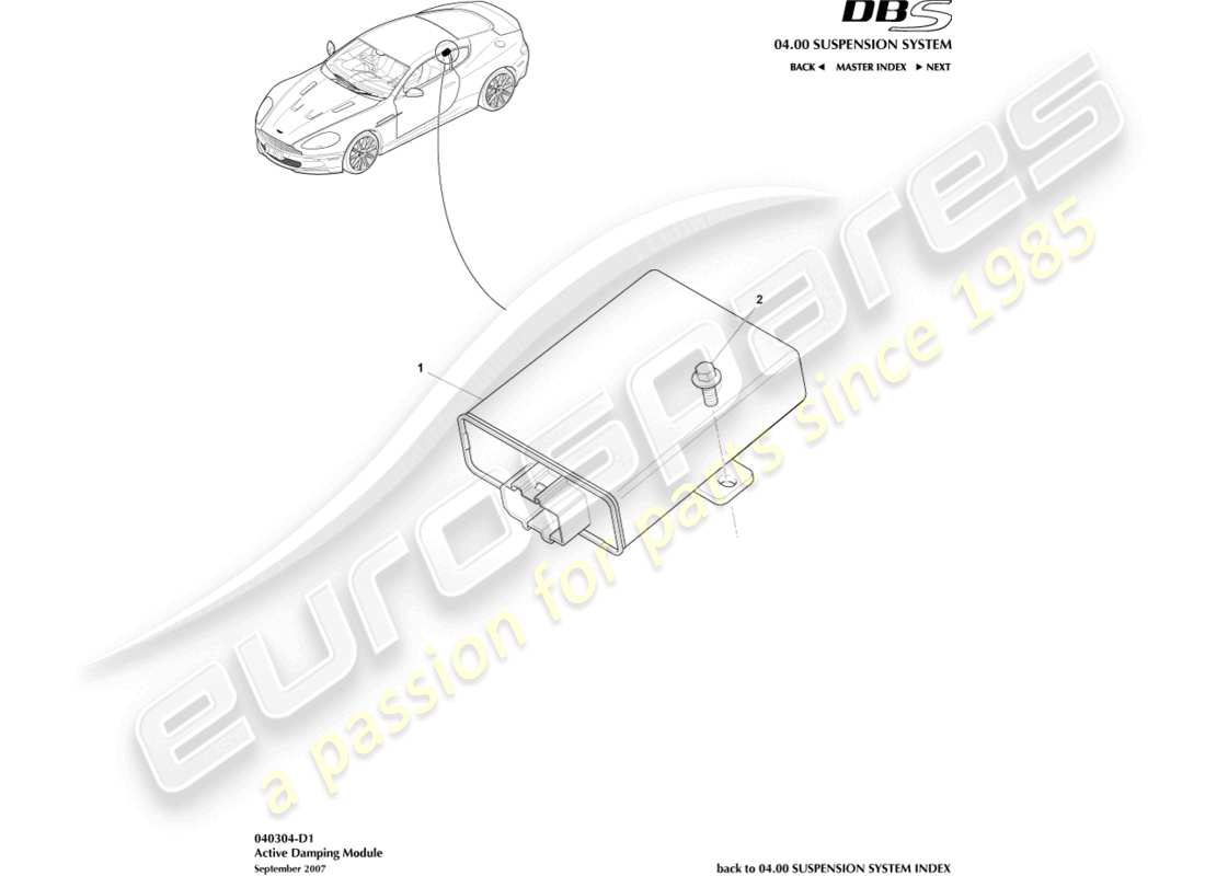 aston martin dbs (2009) active damping module part diagram