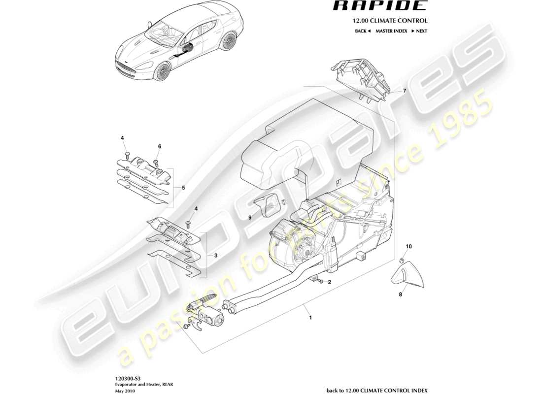 aston martin rapide (2019) hvac unit, rear parts diagram