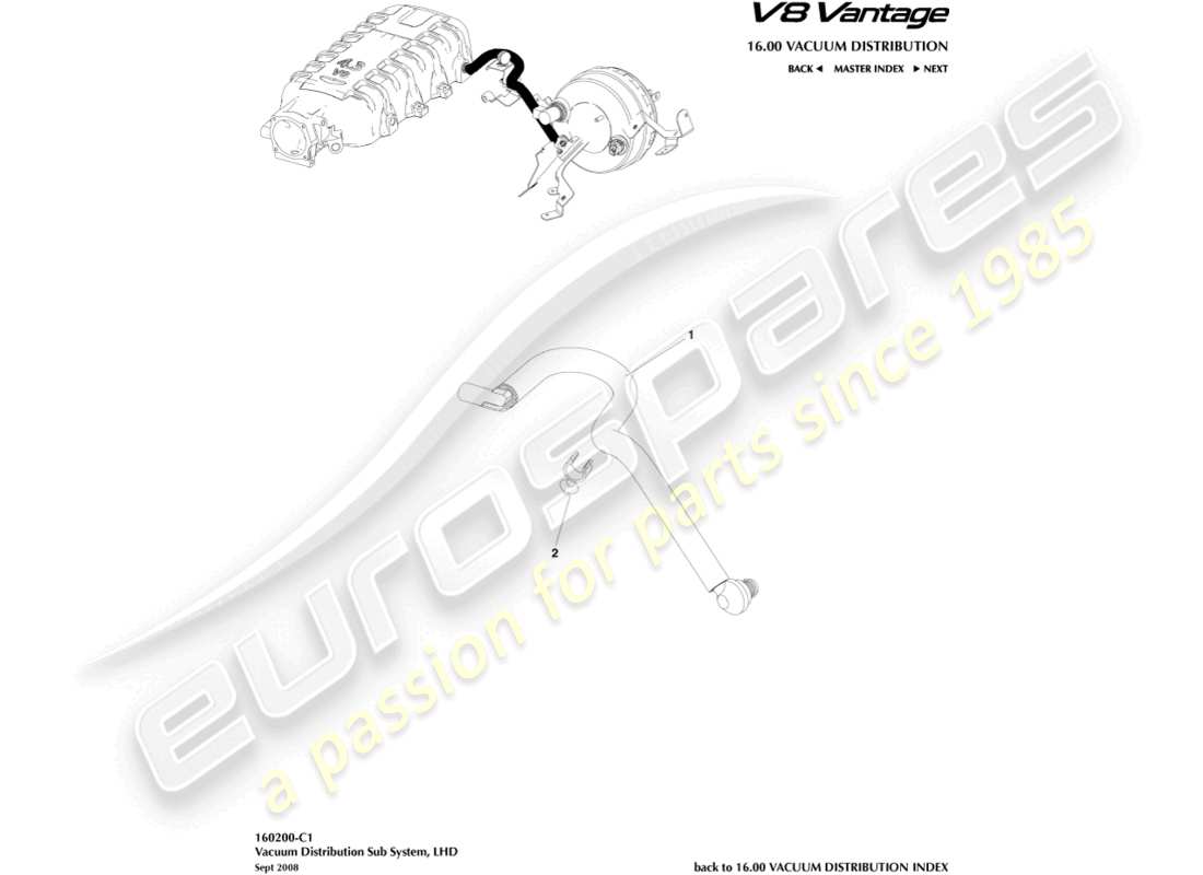 aston martin v8 vantage (2018) vacuum pipe, lhd part diagram