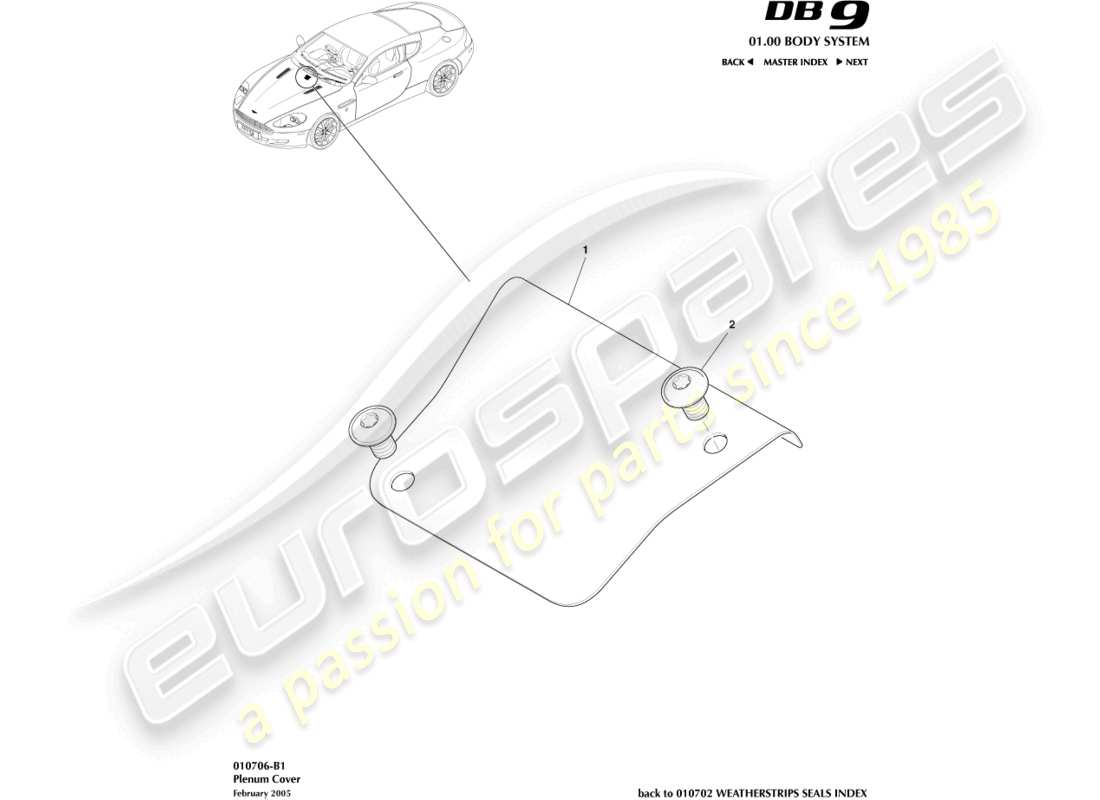 aston martin db9 (2008) plenum cover part diagram