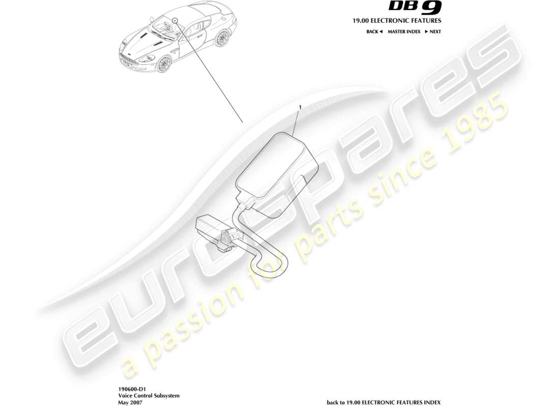 aston martin db9 (2004) voice control subsystem part diagram