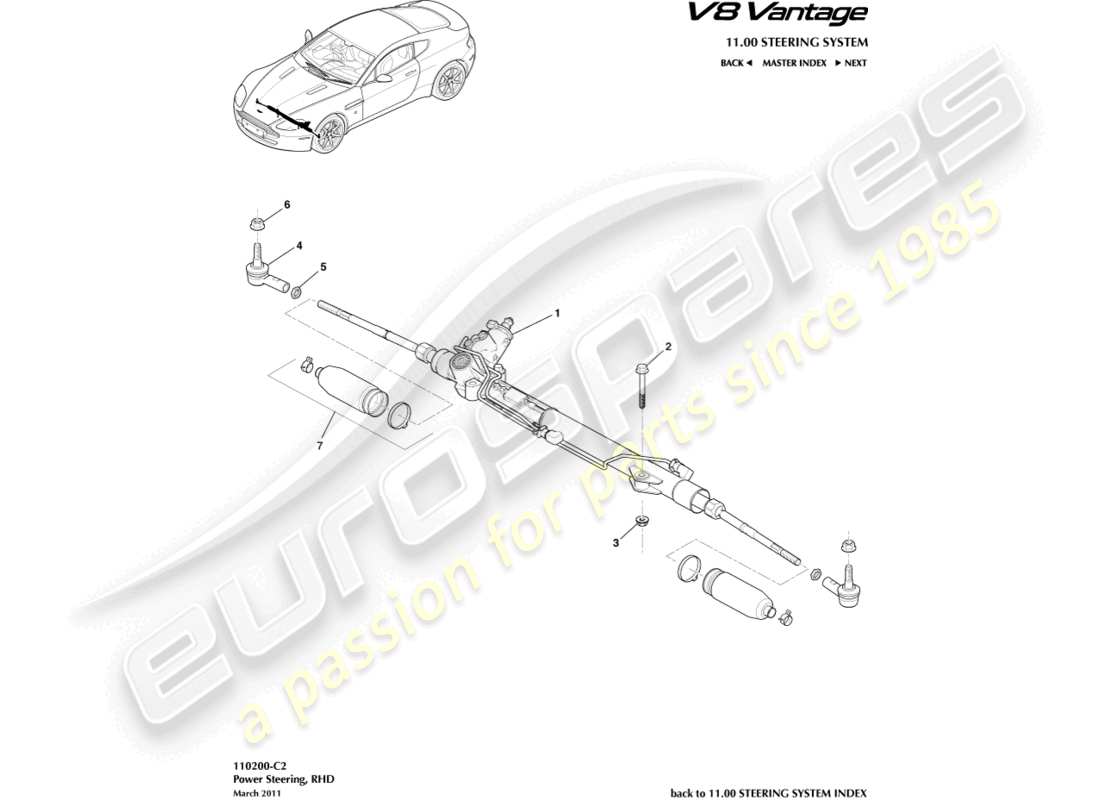 aston martin v8 vantage (2018) power steering, rhd part diagram