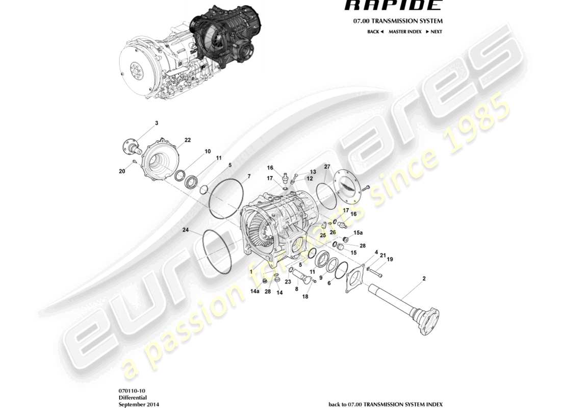 aston martin rapide (2010) differential part diagram